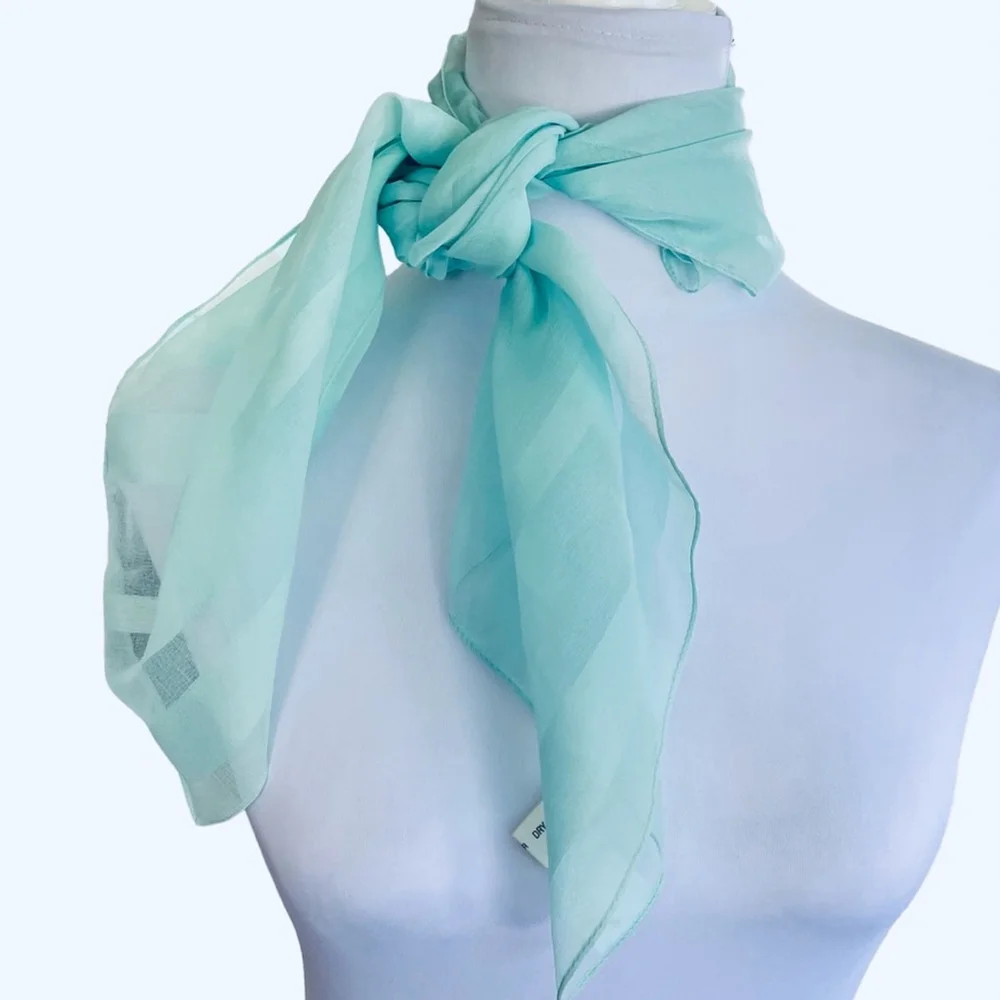 Vintage Blue Striped Italian Scarf
